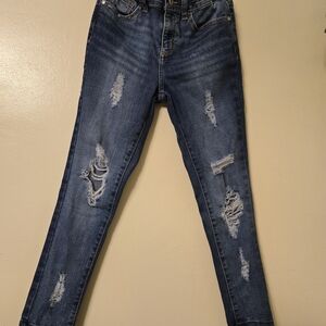 Art Class Distressed Dark Blue Women's Skinny Jeans